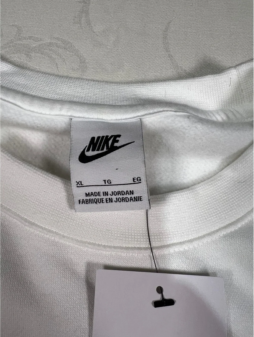 Nike White Solo Swoosh Crewneck Fleece Sweatshirt Size XL